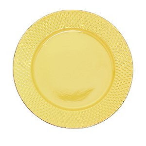 PRATO RASO PORCELANA DROPS AMARELO