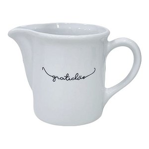 LEITEIRA DE PORCELANA BRANCA CORAÇÃO PRETO ALTA GRATIDÃO 350 ML