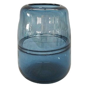 VASO DE VIDRO TRANSPARENTE AZUL