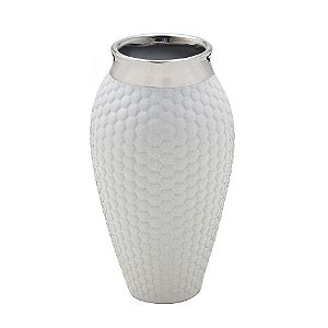 VASO DECORATIVO BRANCO DE CERÂMICA 3D 24X14CM
