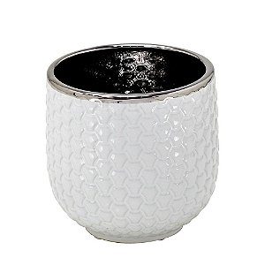 VASO DECORATIVO BRANCO DE CERÂMICA 3D 13X14CM
