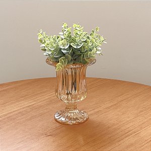 VASO COM PÉ DE VIDRO SODO CALCICO ÂMBAR METALIZADO 15X12CM
