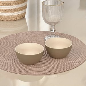 CONJUNTO 2 BOWLS DE CERÂMICA GRANILITE CINZA