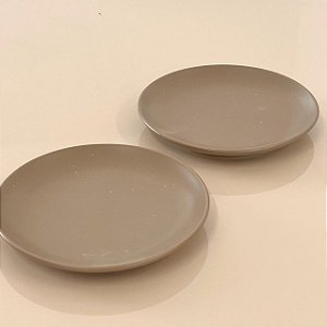 CONJUNTO 2 PRATOS DE SOBREMESA GRANILITE CINZA