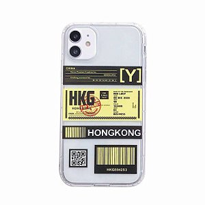 Case anti impacto para iPhone HONGKONG - Branco com botões laranja