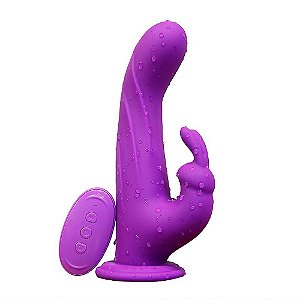 Vibrador Recarregável de ponto G e clitóris com Rotação e Ventosa