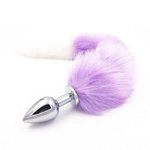 Plug Anal Rabo de Raposa - Roxo e Branco 48 cm