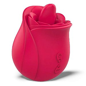 Estimulador clitoriano em formato de flor com língua - Recarregável