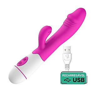 Vibrador rabbit recarregável em silicone