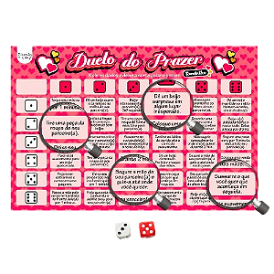 Jogo Duelo Do Prazer Romântico - Mini Tabuleiro e Dados