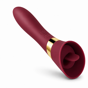 Vibrador Tulipa com Estimulador Língua Mágica Recarregável