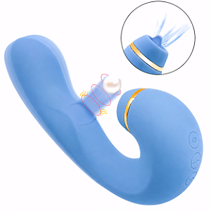 Vibrador de Ponto G e Clitóris com Pulsação Tapping Azul Recarregável
