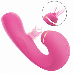 Vibrador de Ponto G e Clitóris com Pulsação Tapping Rosa Recarregável