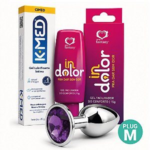 Kit anal completo: InDolor Facilitador anal e Lubrificante K-med com Plug M