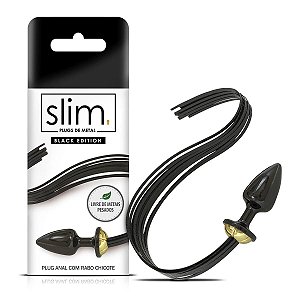 Plug anal com rabo chicote 7,24x2,96 cm linha Slim