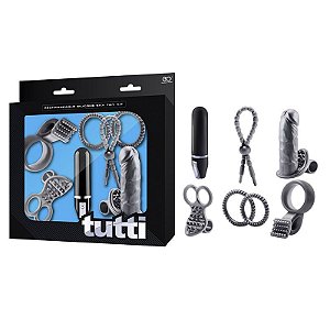 Tutti - Silicone Rechargeable Vibrator Kit Set Anéis - com vibrador recarregável