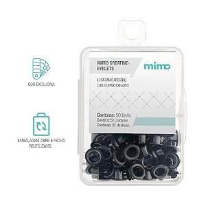 Ilhos Mimo Creating - Redondo - Preto - 4,5 mm - 50 Unids