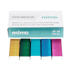 Refil Grampos Coloridos para Mini Grampeador Profissional - nº 10 com 1000 unidades - Mimo