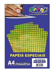 Papel Holográfico A4 120g - pacote com 10 folhas  *escolha sua cor