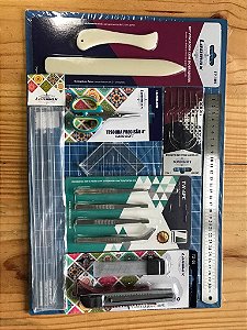 Kit de Encadernação Azul Moldes da Lê e Silhouetteiras Vip - com Kit de agulhas e gabarito de acrílico