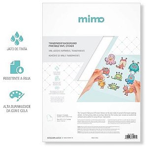 Vinil Adesivo Imprimível Transparente Resistente a Água - A4 - 10 fls - Mimo