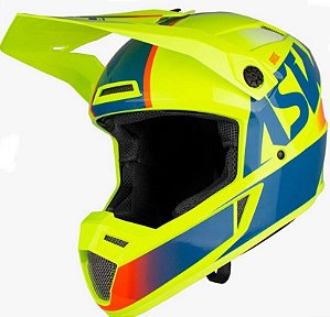 CAPACETE MOTOCROSS TRILH ASW BRIDGE AMARELO FLUO AZUL TAM 58