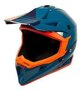 CAPACETE MOTOCROS TRILHA ASW CORE LEGACY AZUL LARANJA TAM 58