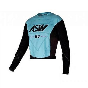 CAMISA MOTOCROSS ASW PODIUM VERTICE 21 PRETO AZUL TAM GG