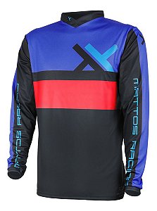 CAMISA MOTOCROSS MATTOS RACING ASSIMILATE AZUL E VERMELHO G