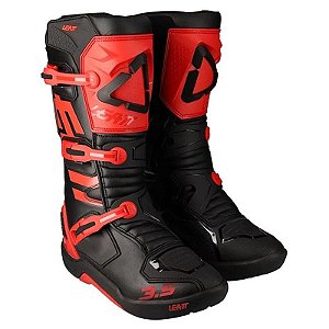 BOTA MOTOCROSS TRILHA LEATT 3.5 PRETO VERMELHO 10 (41/42)