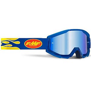 OCULOS MOTOCROSS FMF POWERCORE FLAME AZUL ESPELHADO