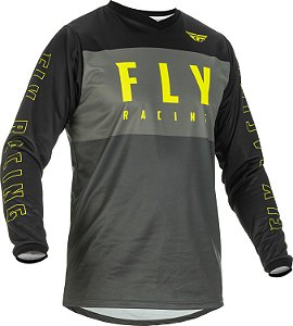 CAMISA MOTOCROSS FLY F16 2022 CINZA AMARELO FLUOR G