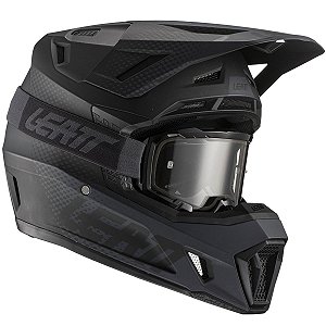 CAPACETE MOTOCROSS LEATT MOTO 7.5 COM OCULOS PRETO TAM 58