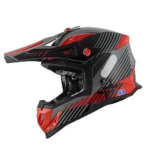 CAPACETE TRILHA MATTOS RACING ATOMIC VERMELHO CINZA TAM 58