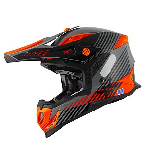 CAPACETE TRILHA MATTOS RACING ATOMIC LARANJA CINZA TAM 60