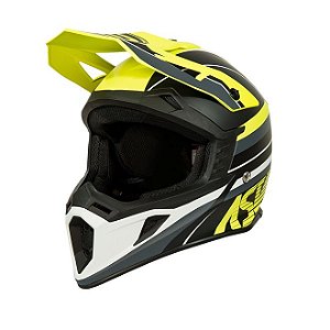 CAPACETE MOTOCROSS ASW CORE TORN 22 AMARELO PRETO BRANCO 58