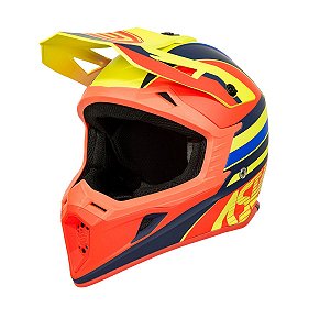 CAPACETE MOTOCROSS ASW CORE TORN AMARELO LARANJA AZUL 56