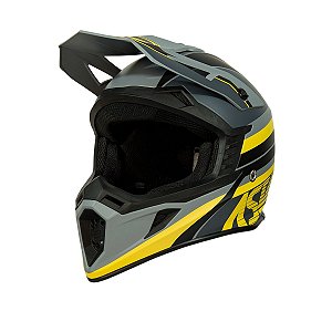 CAPACETE MOTOCROSS ASW CORE TORN CINZA CHUMBO AMARELO 56