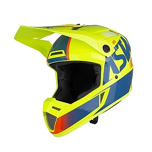 CAPACETE MOTOCROSS ASW BRIDGE AMARELO FLUO AZUL 62