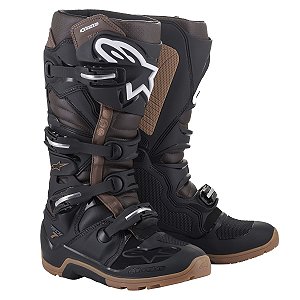 BOTA ALPINESTARS TECH 7 ENDURO PRETO MARRON ESCURO 10 ( BR 41 )