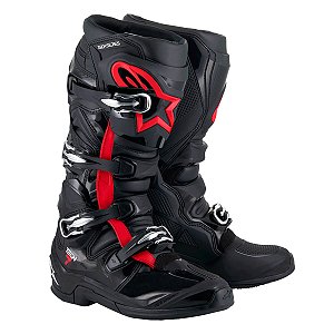 BOTA ALPINESTARS TECH 7 PRETO VERMELHO TAM 10 ( BR 41 )