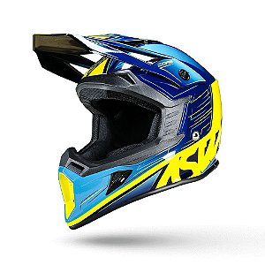 CAPACETE MOTOCROSS ASW CORE RUSH AMARELO AZUL TAMANHO 58