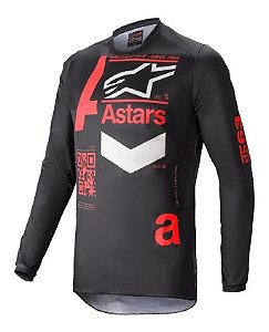 CAMISA ALPINESTARS FLUID CHASER 21 PRETO VERMELHO TAM G