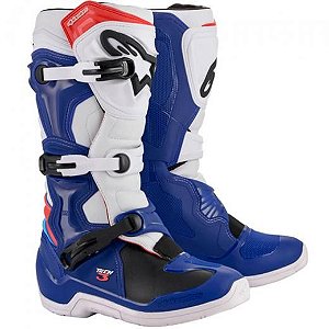 BOTA ALPINESTARS TECH 3 AZUL BRANCO VERMELHO TAM 11 (42/43)