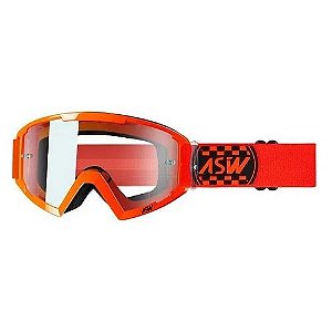 OCULOS ASW MOTOCROSS TRILHA CRISTAL A2 CHECK LARANJA PRETO