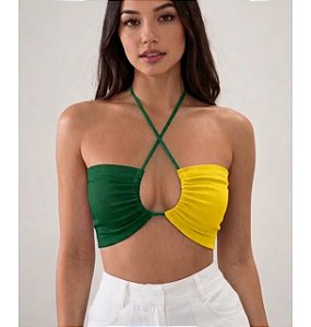 Cropped Copa do mundo seleção brasileira Verde e Amarelo