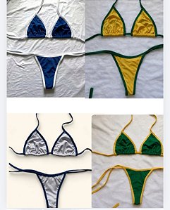 Kit 4 Conjuntos Biquínis Seleção Brasileira Copa do Mundo
