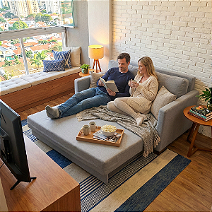 Sofá Cama Maison Linho Cinza Impermeabilizado 1,60