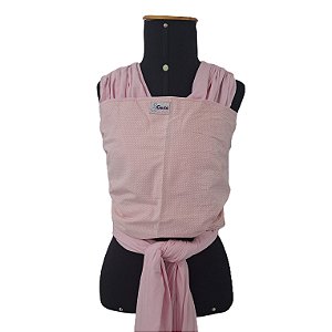 Sling Unissex 100% Algodão Wrap Rosa Bebê com Estampa de Poá Gesta Slings