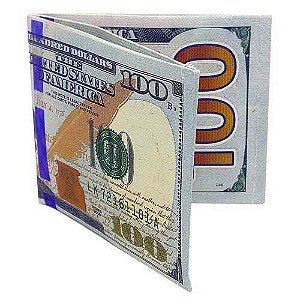 Carteira Slim Dinheiro Nota de 100 Dólares